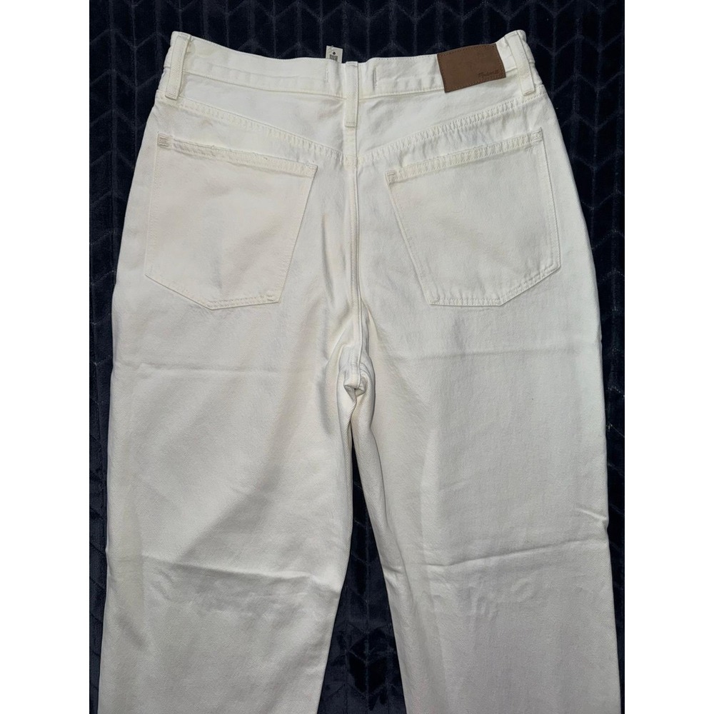 Madewell Women's Ripped Knee Baggy Straight Leg Jeans Raw Hem White Size 29 - Picture 6 of 10